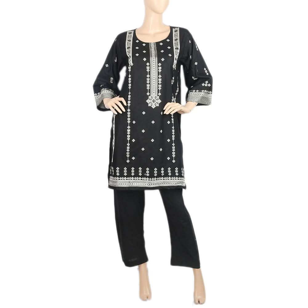 Women's  Embroidered 2Pcs Shalwar Suit- 03 - Black, Women, Shalwar Suits, Chase Value, Chase Value