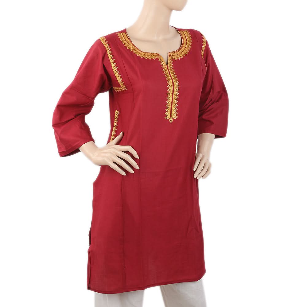 Women's Embroidered Kurti - Maroon, Women, Ready Kurtis, Chase Value, Chase Value