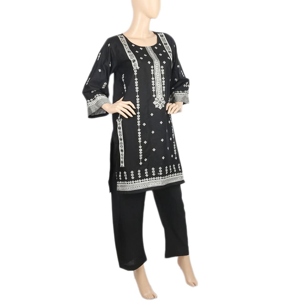 Women's  Embroidered 2Pcs Shalwar Suit- 03 - Black, Women, Shalwar Suits, Chase Value, Chase Value