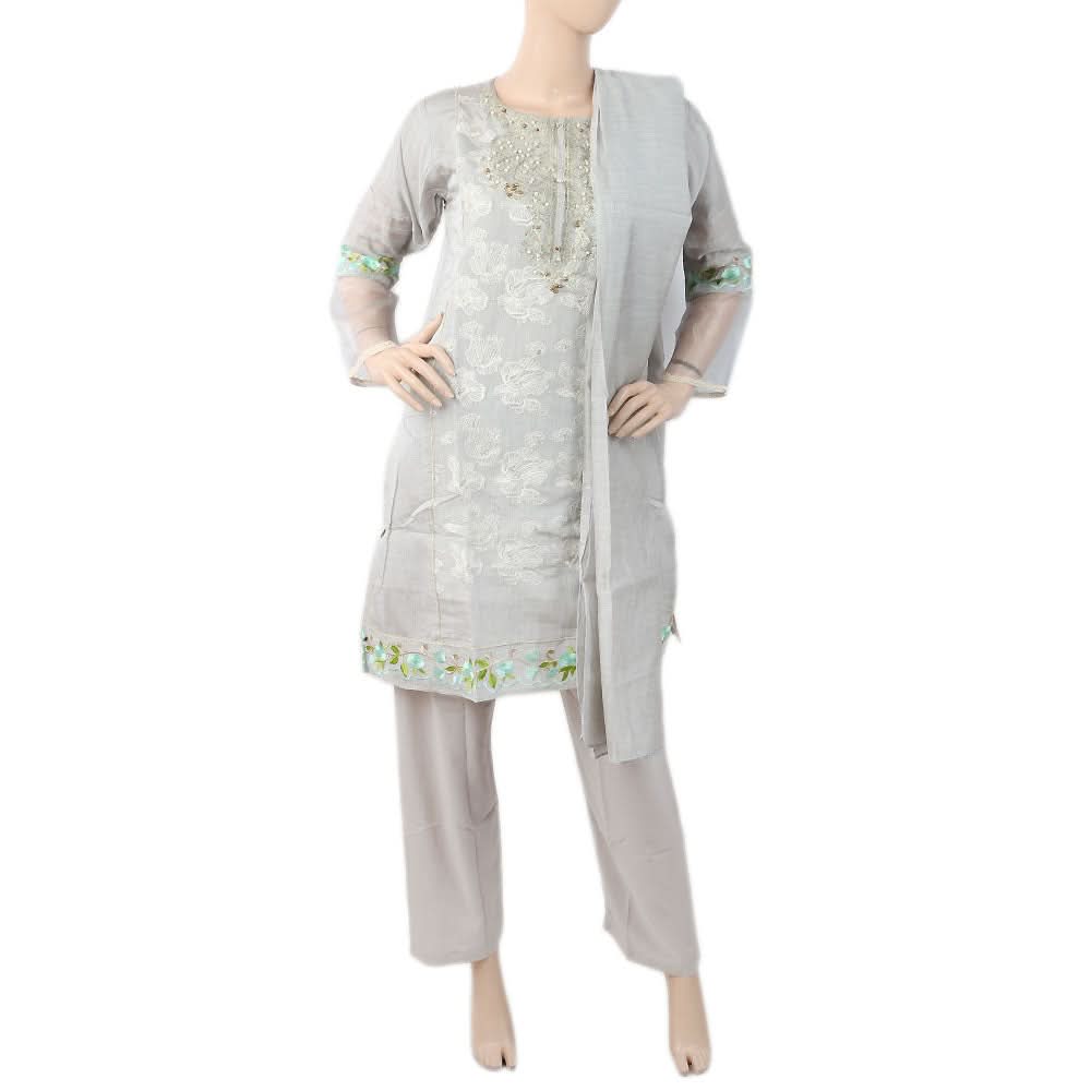 Women's Fancy 3Pcs Suit - Grey, Women, Shalwar Suits, Chase Value, Chase Value