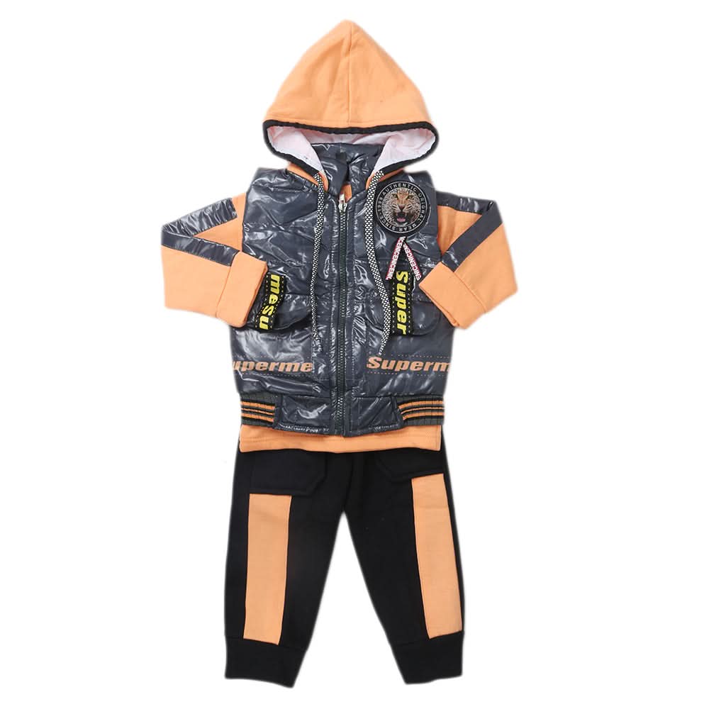 Boys 3Pcs Full Sleeves Suit - Orange, Kids, Boys Sets And Suits, Chase Value, Chase Value