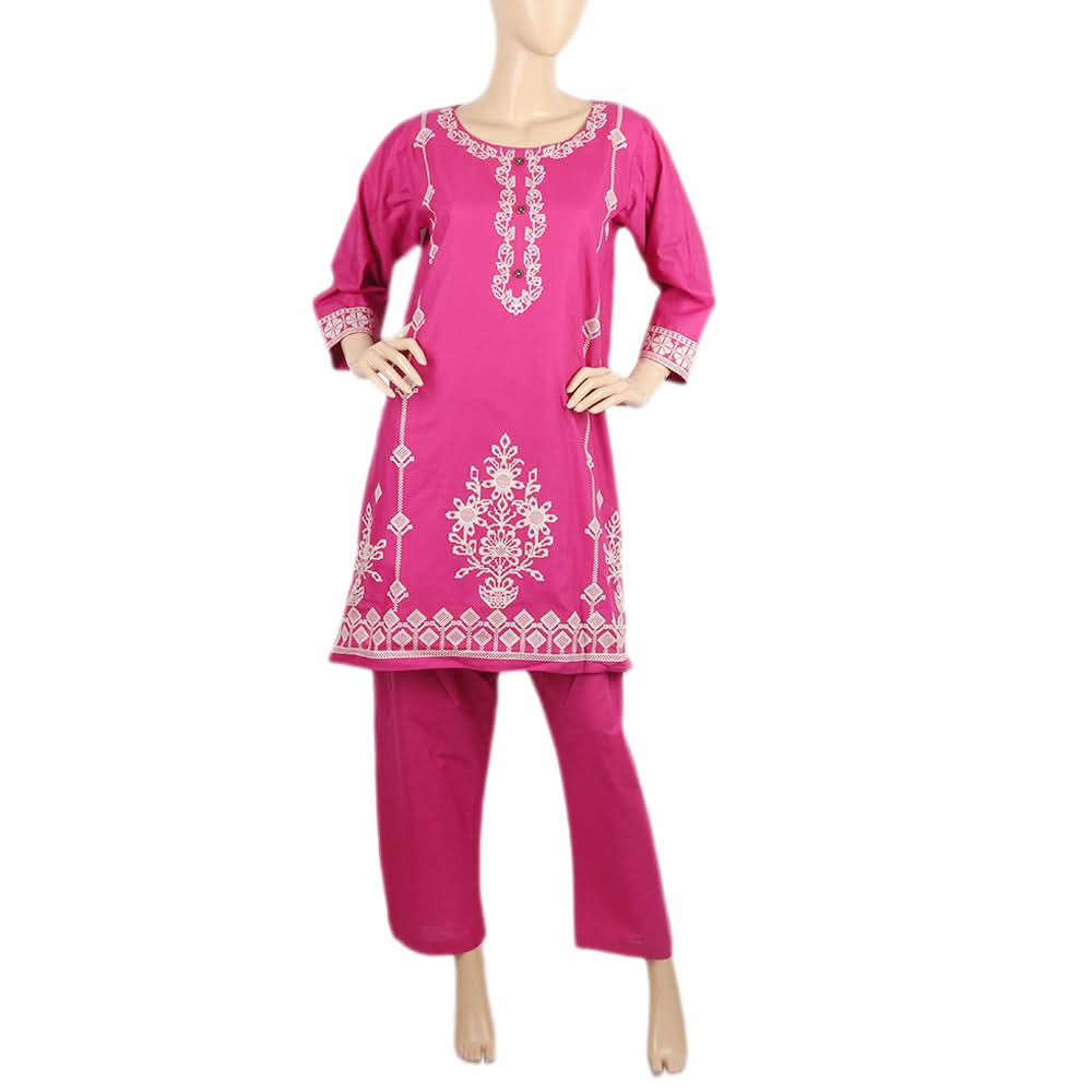 Women's  Embroidered 2Pcs Shalwar Suit- 02 - Pink, Women, Shalwar Suits, Chase Value, Chase Value
