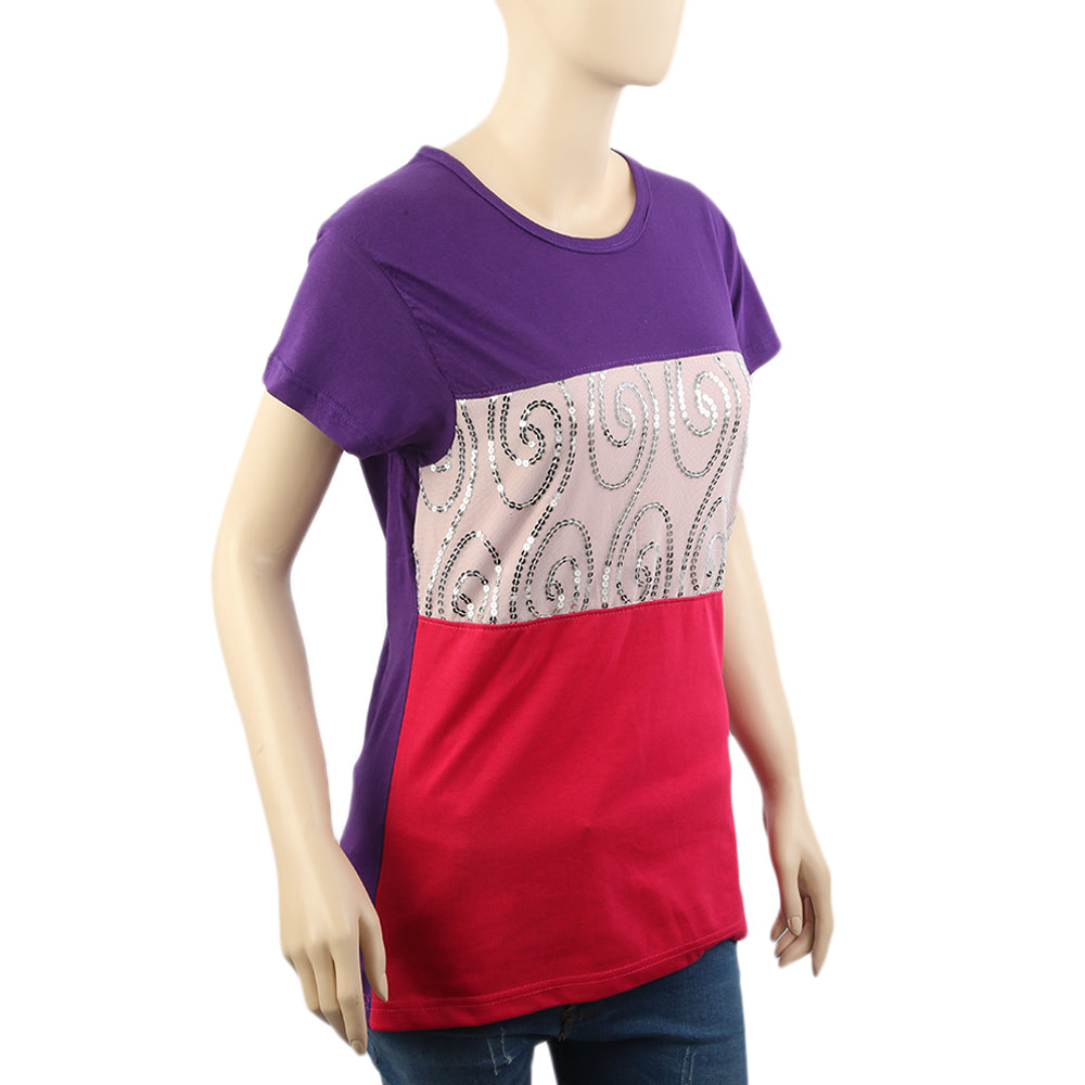 Women Printed T-Shirt - Purple, Women T-Shirts & Tops, Chase Value, Chase Value