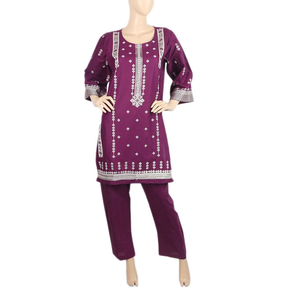 Women's  Embroidered 2Pcs Shalwar Suit- 03 - Purple, Women, Shalwar Suits, Chase Value, Chase Value