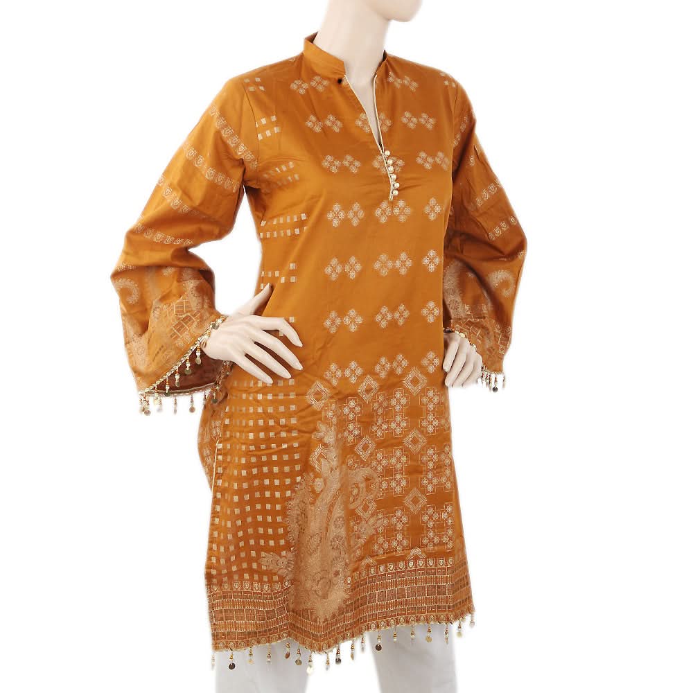 Women's Fancy Jacard Kurti - Brown, Women, Ready Kurtis, Chase Value, Chase Value