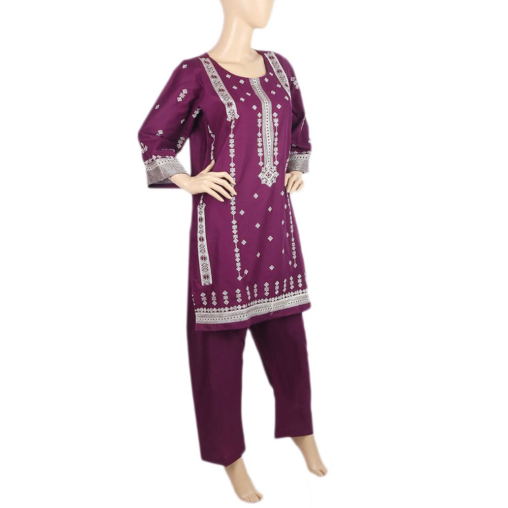 Women's  Embroidered 2Pcs Shalwar Suit- 03 - Purple, Women, Shalwar Suits, Chase Value, Chase Value