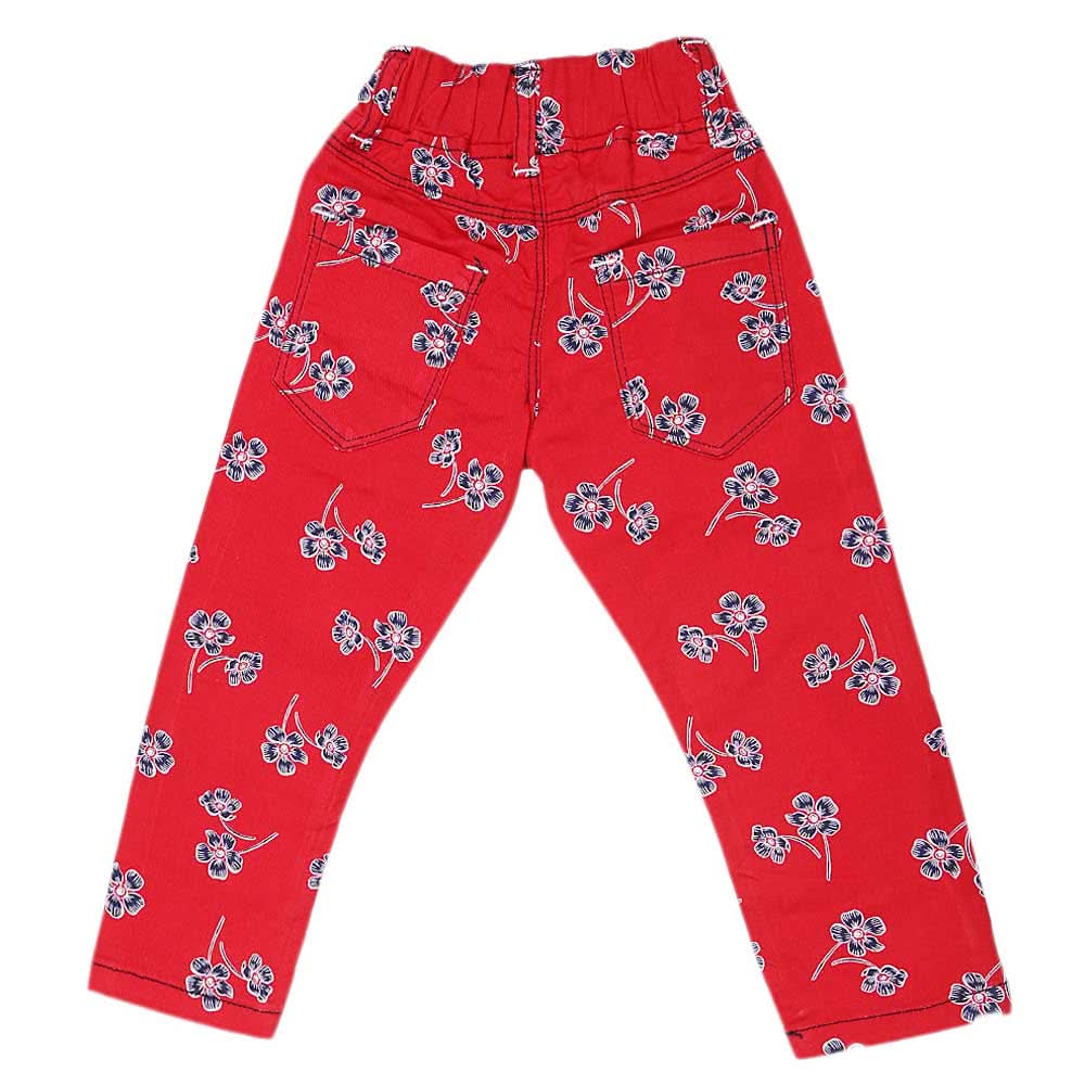 Girls Printed Pant - Red, Kids, Girls Sets And Suits, Chase Value, Chase Value