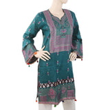 Women's Fancy Jacard Kurti - Steel Green, Women, Ready Kurtis, Chase Value, Chase Value