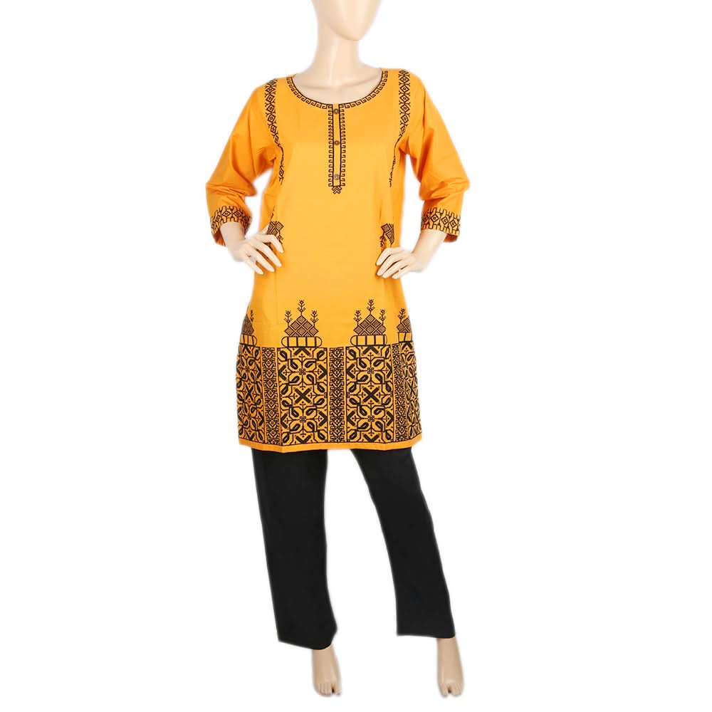 Women's  Embroidered 2Pcs Shalwar Suit- 01 - Mustard, Women, Shalwar Suits, Chase Value, Chase Value