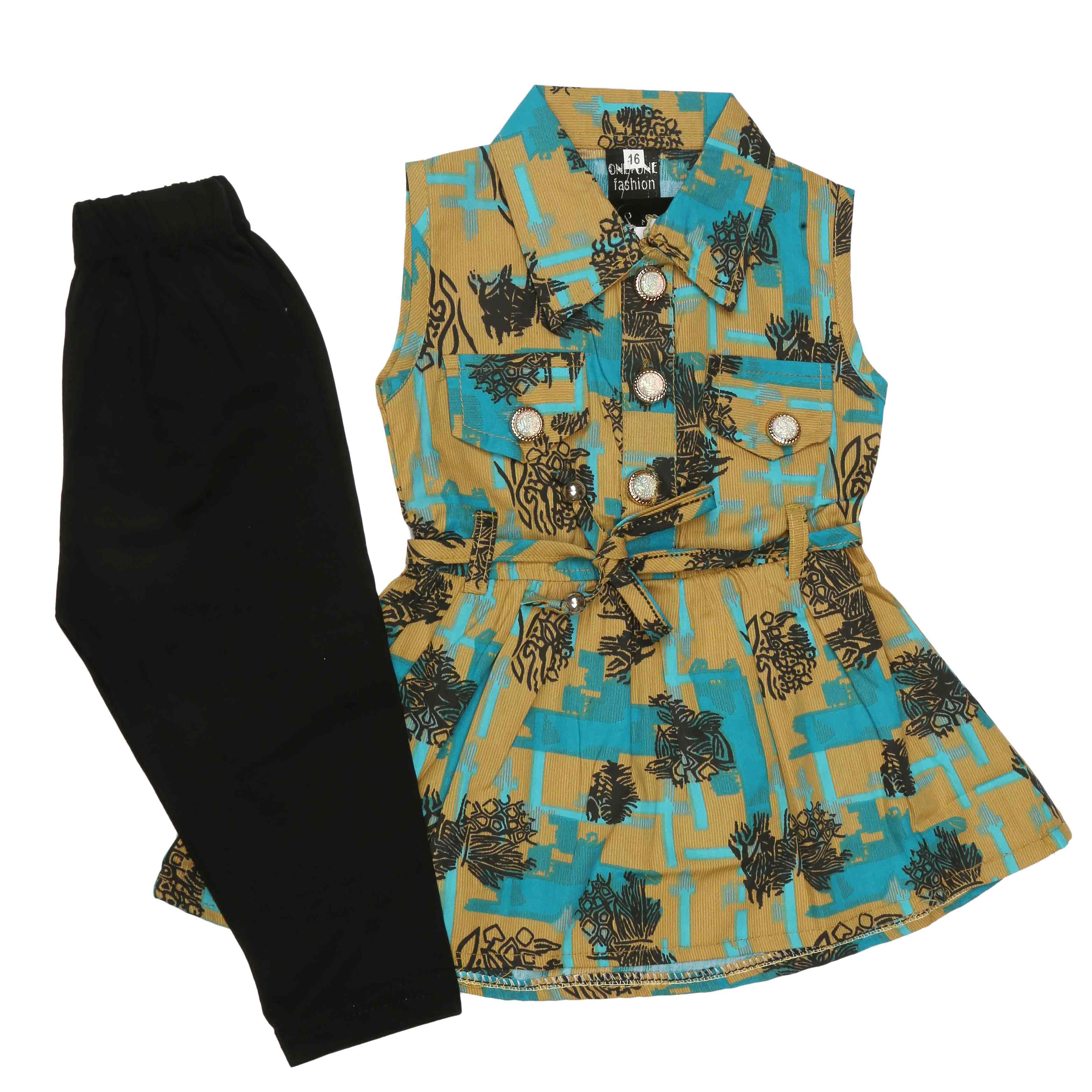 Girls Sleeveless 2 Pcs Suit - Khaki, Kids, Girls Sets And Suits, Chase Value, Chase Value