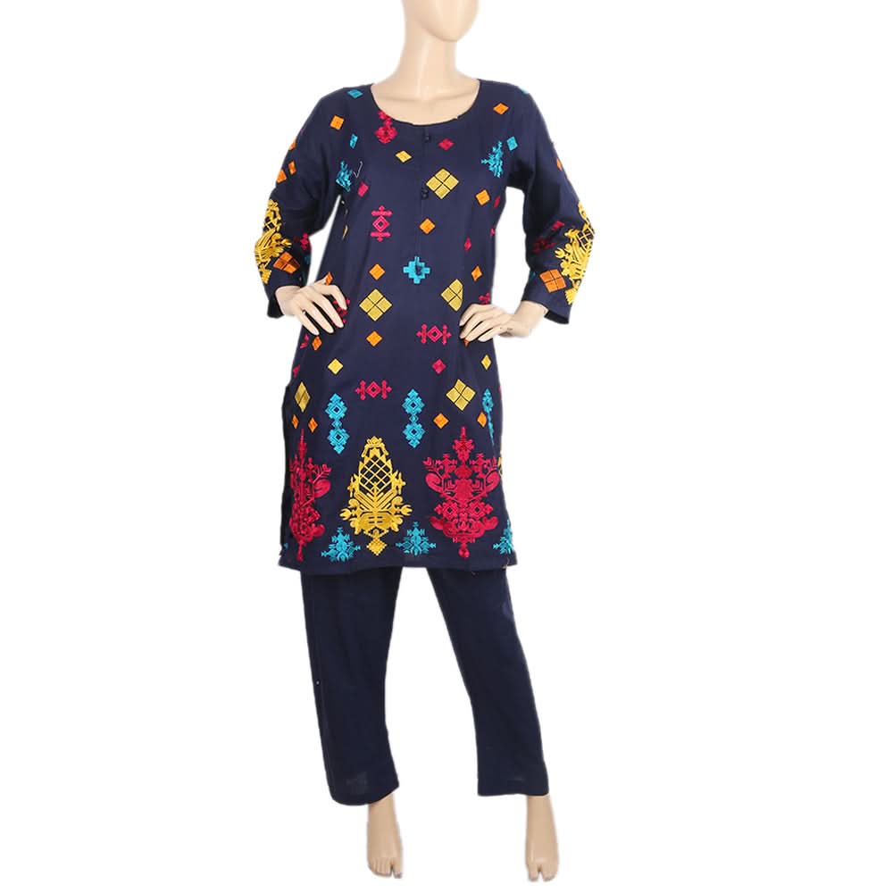 Women's  Embroidered 2Pcs Shalwar Suit- 08 - Navy Blue, Women, Shalwar Suits, Chase Value, Chase Value
