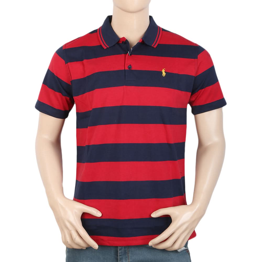 Men's Yarn Dyed Half Sleeves Polo T Shirt - Navy Blue, Men, T-Shirts And Polos, Chase Value, Chase Value