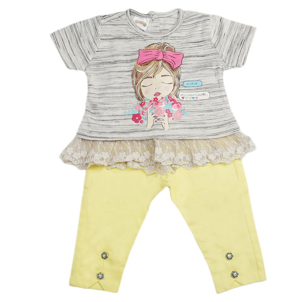 Newborn Girls Half Sleeves Suits - Yellow, Kids, Newborn Girls Sets And Suits, Chase Value, Chase Value