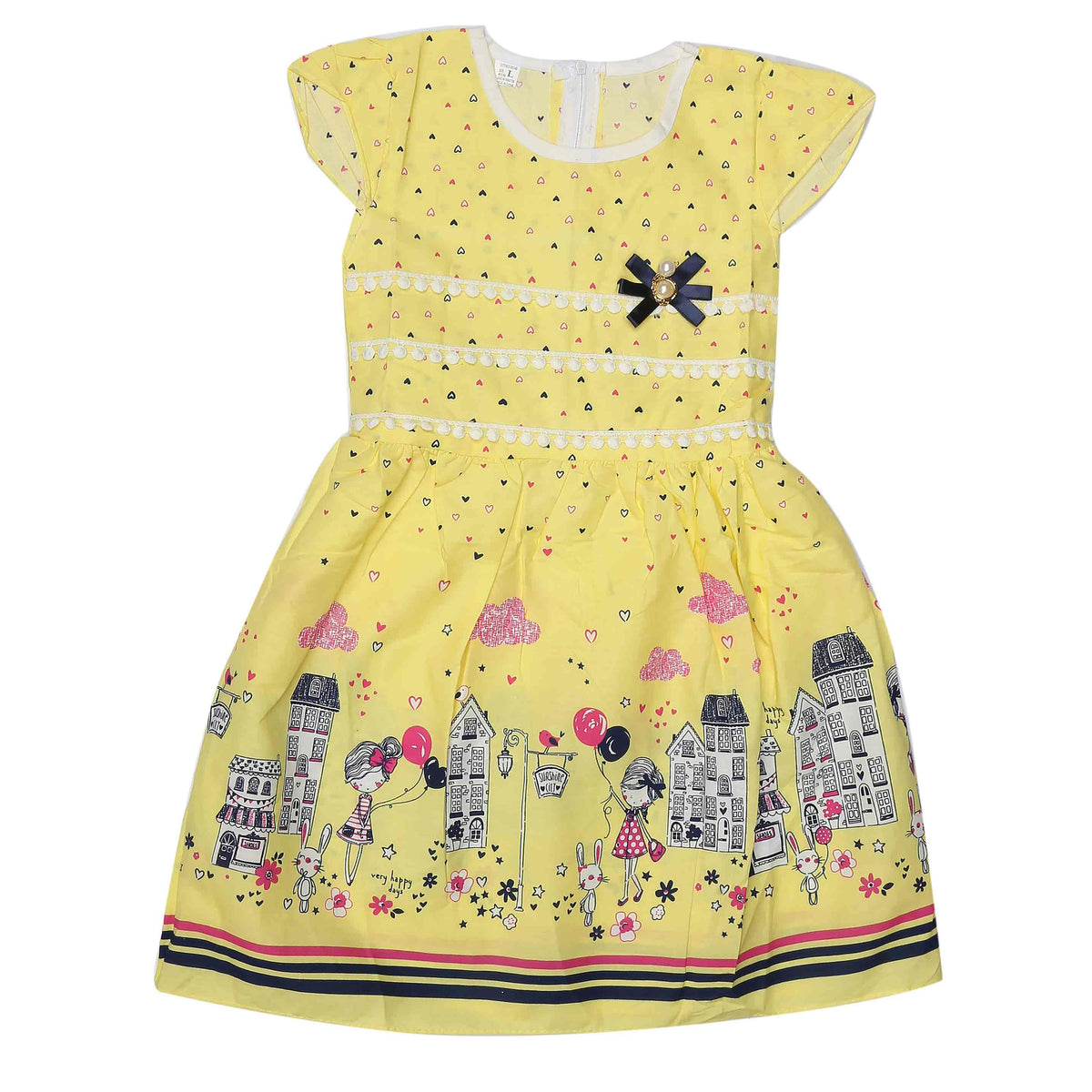 Girls Embroided Frock - Yellow, Kids, Girls Frocks, Chase Value, Chase Value