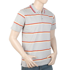 Men's Yarn Dyed Half Sleeves Polo T Shirt - Light Grey, Men, T-Shirts And Polos, Chase Value, Chase Value