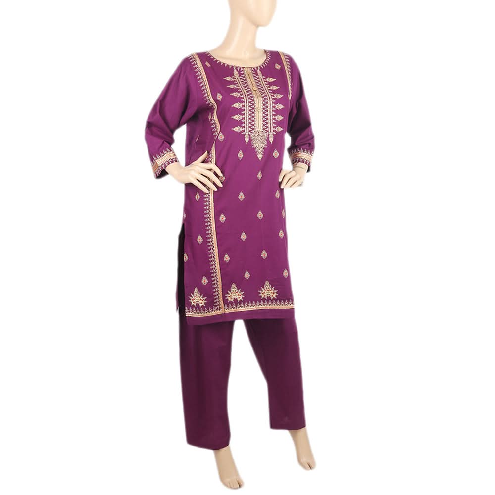 Women's  Embroidered 2Pcs Shalwar Suit- 07 - Purple, Women, Shalwar Suits, Chase Value, Chase Value