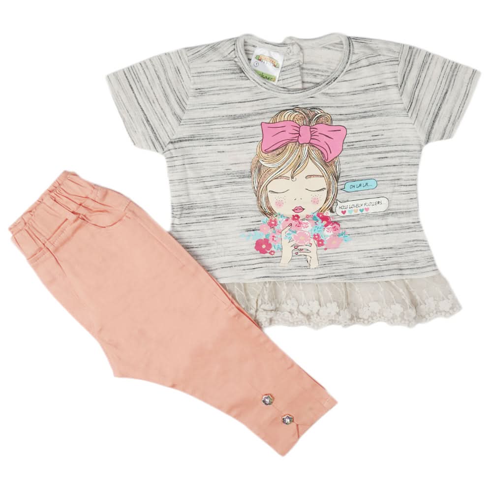 Newborn Girls Half Sleeves Suits - Peach, Kids, Newborn Girls Sets And Suits, Chase Value, Chase Value