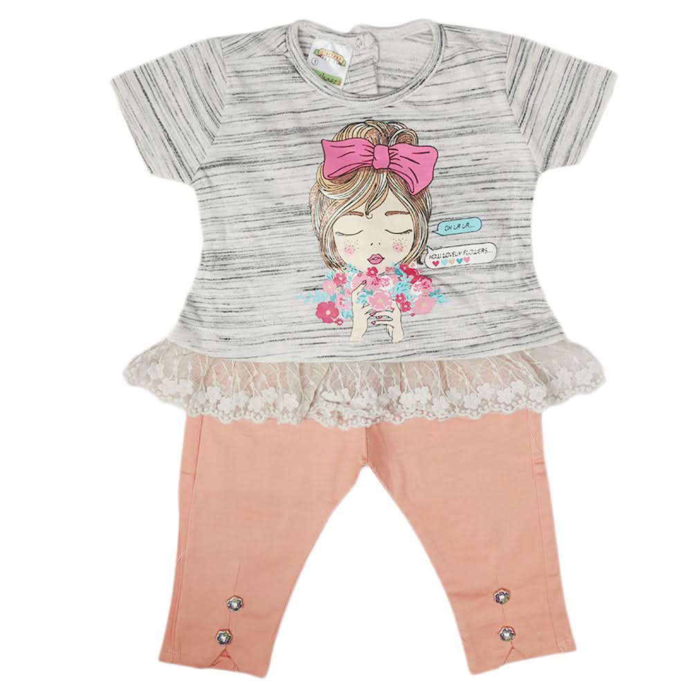 Newborn Girls Half Sleeves Suits - Peach, Kids, Newborn Girls Sets And Suits, Chase Value, Chase Value