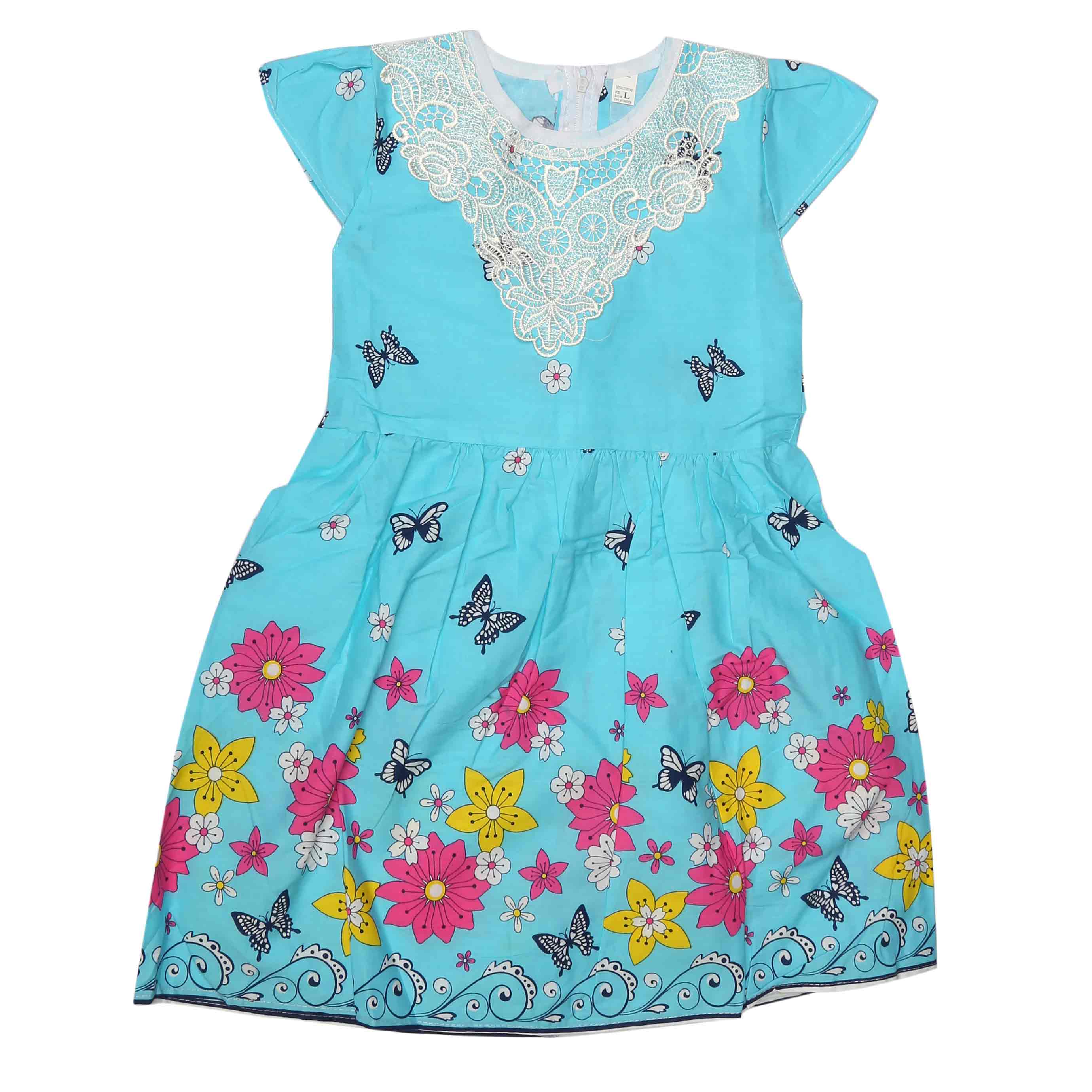 Girls Embroided Frock - Blue, Kids, Girls Frocks, Chase Value, Chase Value