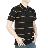 Men's Yarn Dyed Half Sleeves Polo T Shirt - Black, Men, T-Shirts And Polos, Chase Value, Chase Value