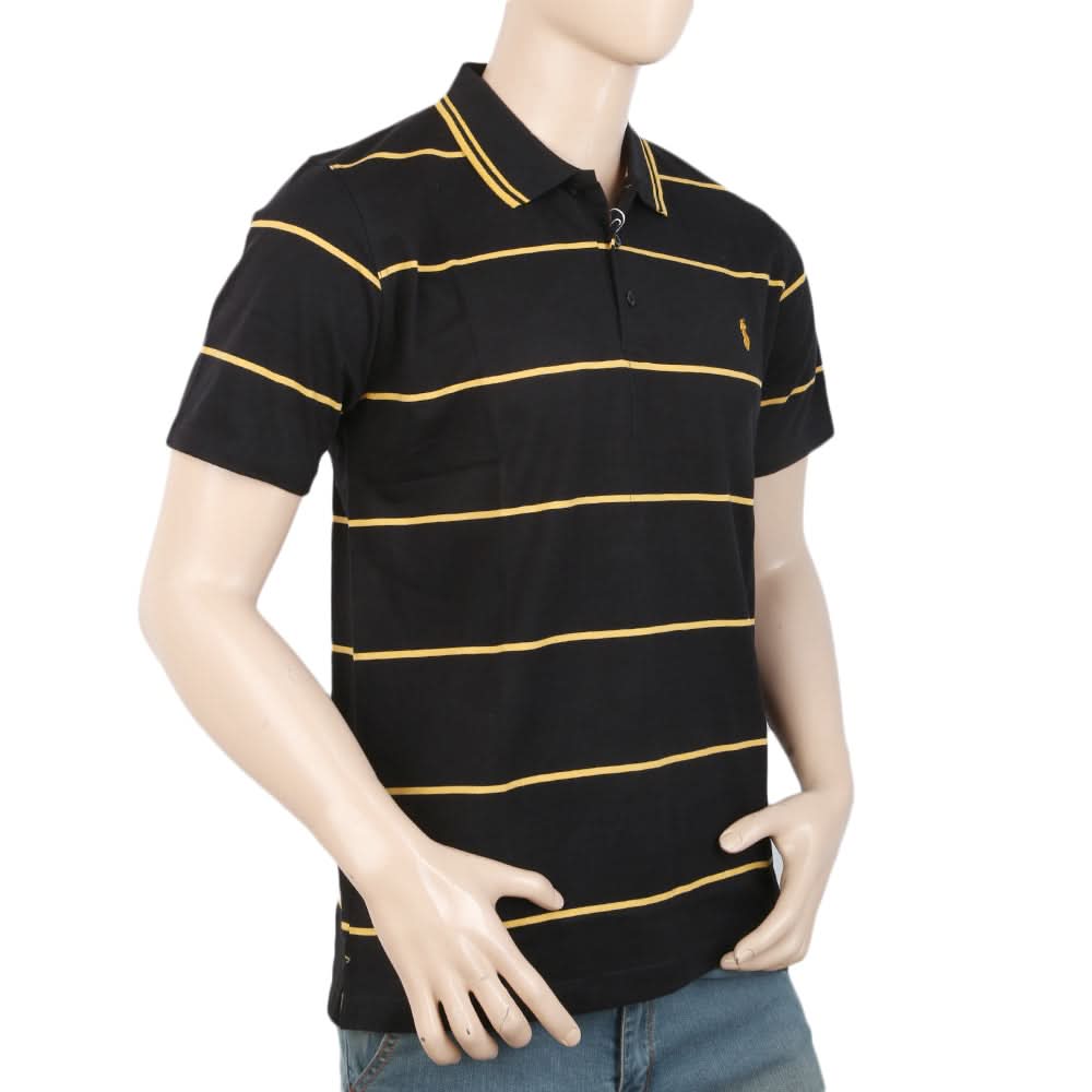 Men's Yarn Dyed Half Sleeves Polo T Shirt - Black, Men, T-Shirts And Polos, Chase Value, Chase Value