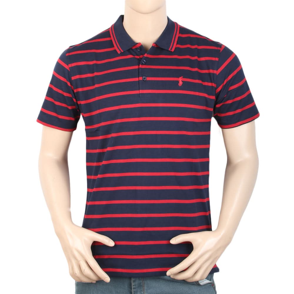 Men's Yarn Dyed Half Sleeves Polo T Shirt - Navy Blue, Men, T-Shirts And Polos, Chase Value, Chase Value