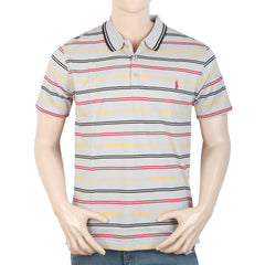 Men's Yarn Dyed Half Sleeves Polo T Shirt - Grey, Men, T-Shirts And Polos, Chase Value, Chase Value