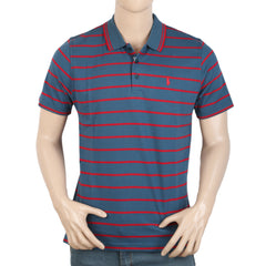Men's Yarn Dyed Half Sleeves Polo T Shirt - Steel Blue, Men, T-Shirts And Polos, Chase Value, Chase Value