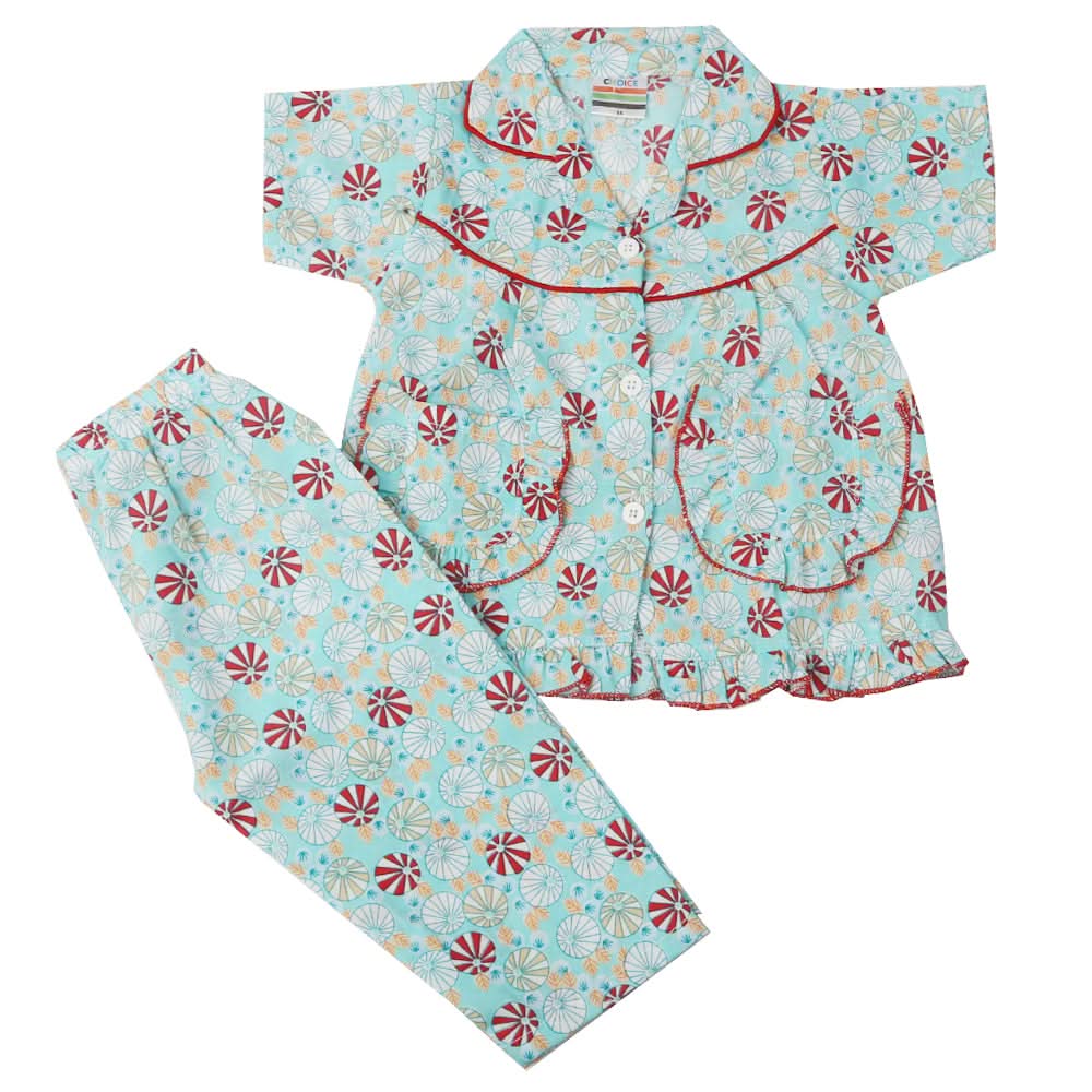 Girls Half Sleeves Sleeping Suit - Winter Mint, Kids, Girls Sets And Suits, Chase Value, Chase Value