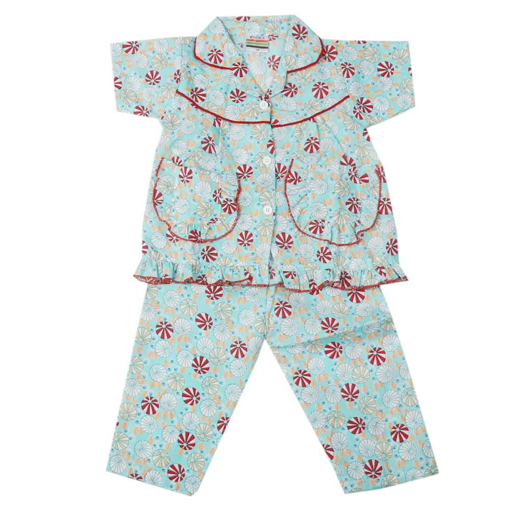 Girls Half Sleeves Sleeping Suit - Winter Mint, Kids, Girls Sets And Suits, Chase Value, Chase Value