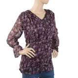 Women's Printed Top With Side Dori  - Purple, Women, T-Shirts And Tops, Chase Value, Chase Value