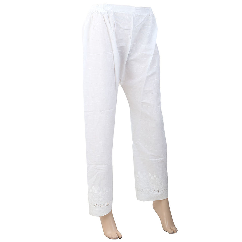 Women's Full Embroidered Trouser - White, Women, Pants & Tights, Chase Value, Chase Value