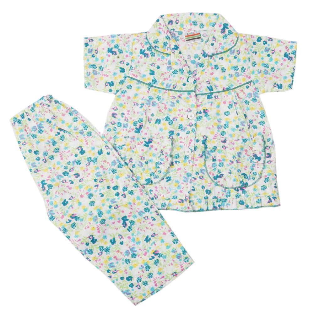 Girls Half Sleeves Sleeping Suit - Light Green, Kids, Girls Sets And Suits, Chase Value, Chase Value