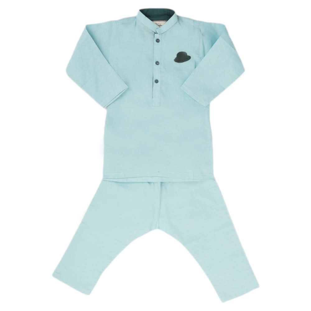 Boys Embroidered Kurta Pajama - Cyan, Kids, Boys Shalwar Kameez, Chase Value, Chase Value