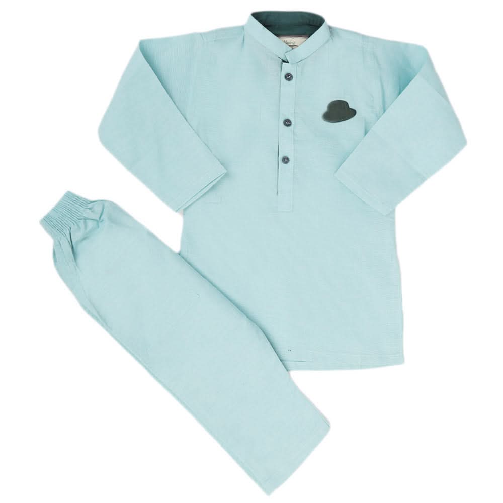 Boys Embroidered Kurta Pajama - Cyan, Kids, Boys Shalwar Kameez, Chase Value, Chase Value