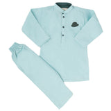 Boys Embroidered Kurta Pajama - Cyan, Kids, Boys Shalwar Kameez, Chase Value, Chase Value