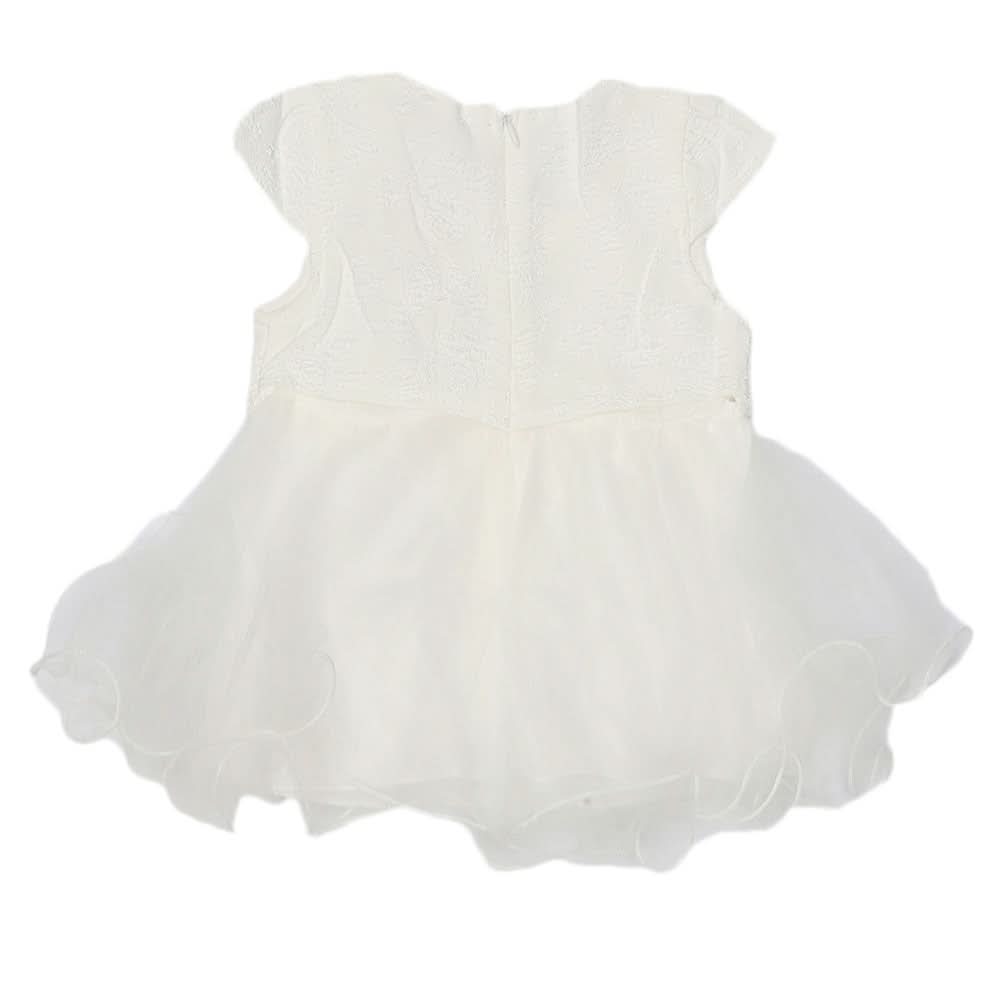 Newborn Girls Fancy Half Sleeves Net Frock - White, Kids, NB Girls Frocks, Chase Value, Chase Value