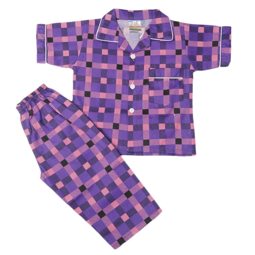 Boys Half Sleeves Sleeping Suit - Dark Purple, Kids, Boys Sets And Suits, Chase Value, Chase Value