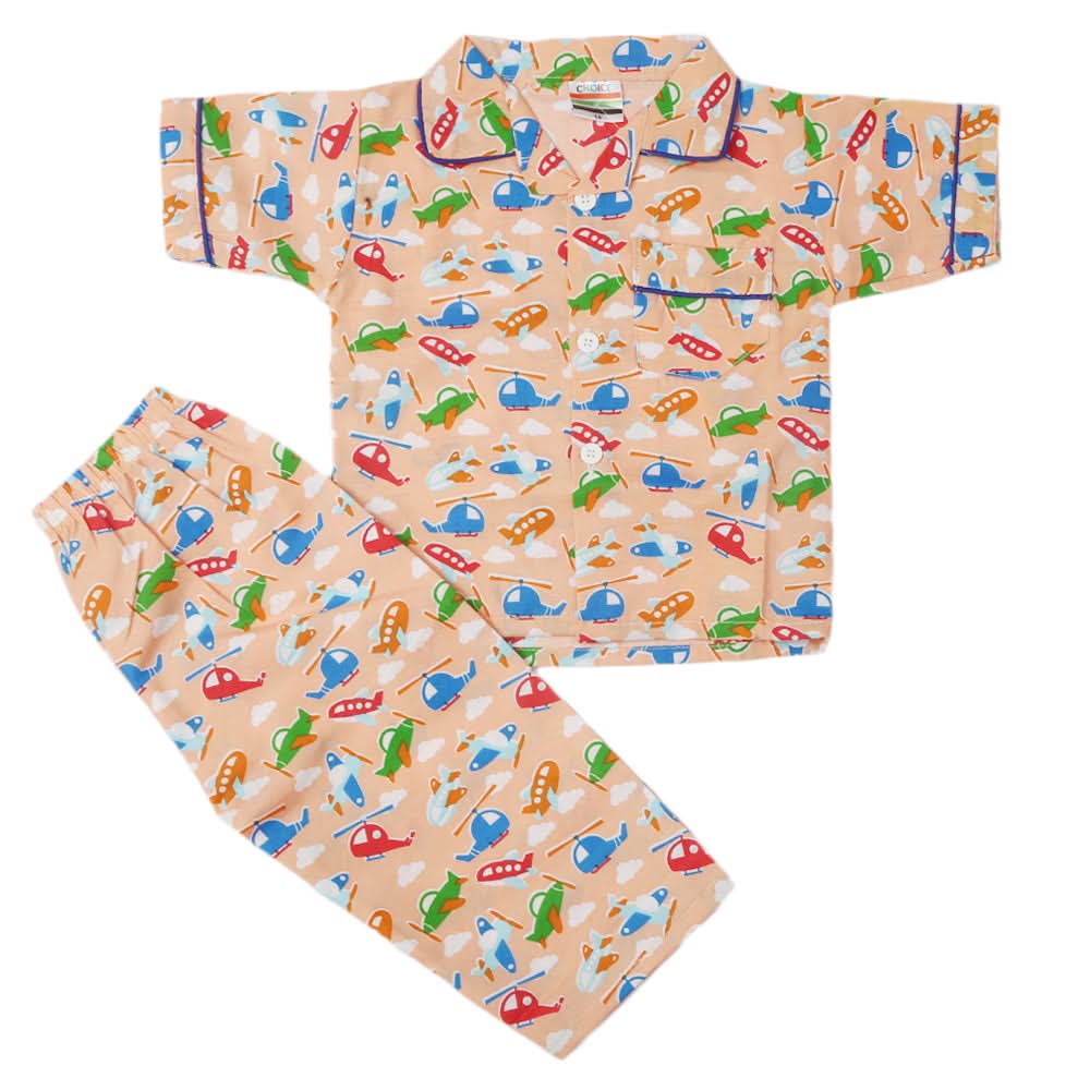 Boys Half Sleeves Sleeping Suit - Peach, Kids, Boys Sets And Suits, Chase Value, Chase Value