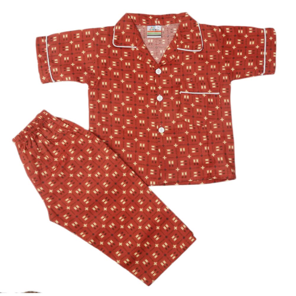 Boys Half Sleeves Sleeping Suit - Dark Brown, Kids, Boys Sets And Suits, Chase Value, Chase Value