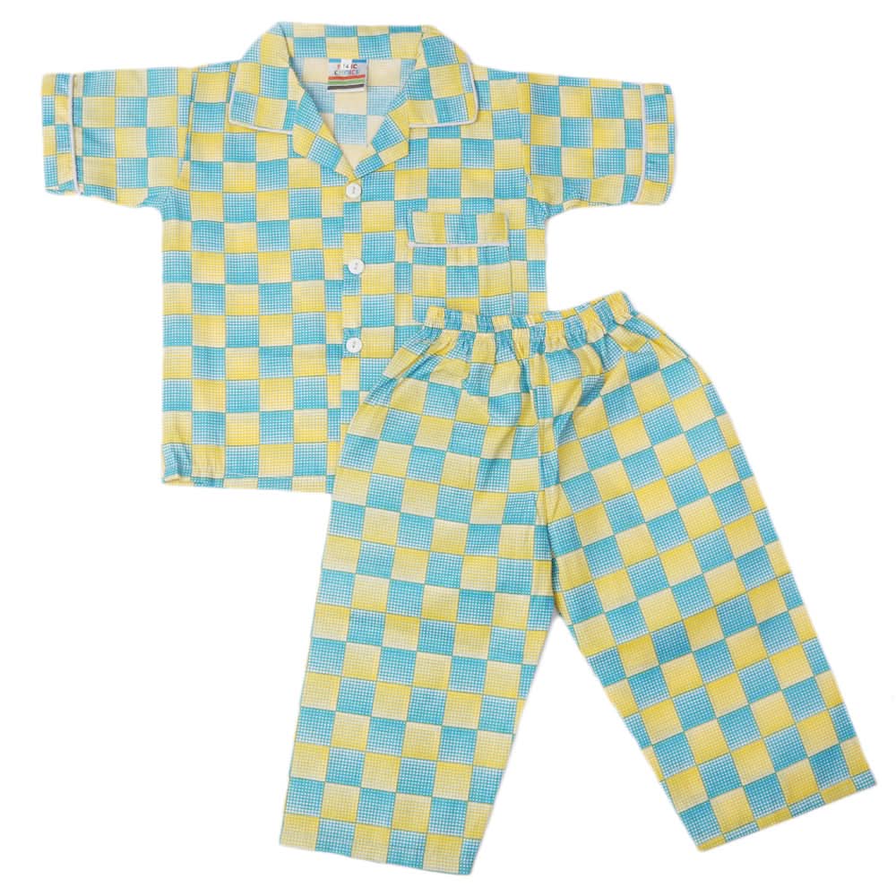 Boys Half Sleeves Sleeping Suit - Blue & Yellow, Kids, Boys Sets And Suits, Chase Value, Chase Value