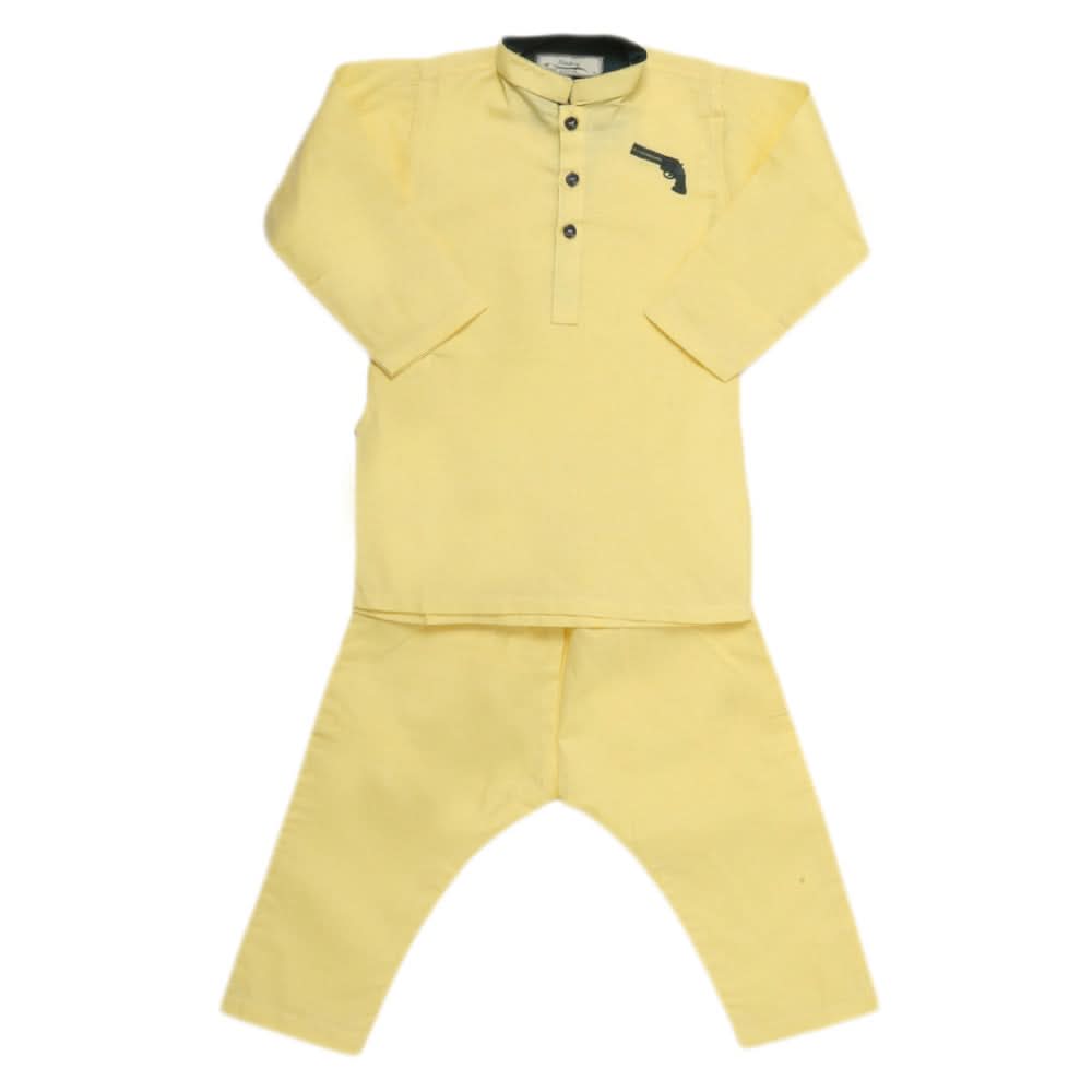 Boys Embroidered Kurta Pajama - Yellow, Kids, Boys Shalwar Kameez, Chase Value, Chase Value