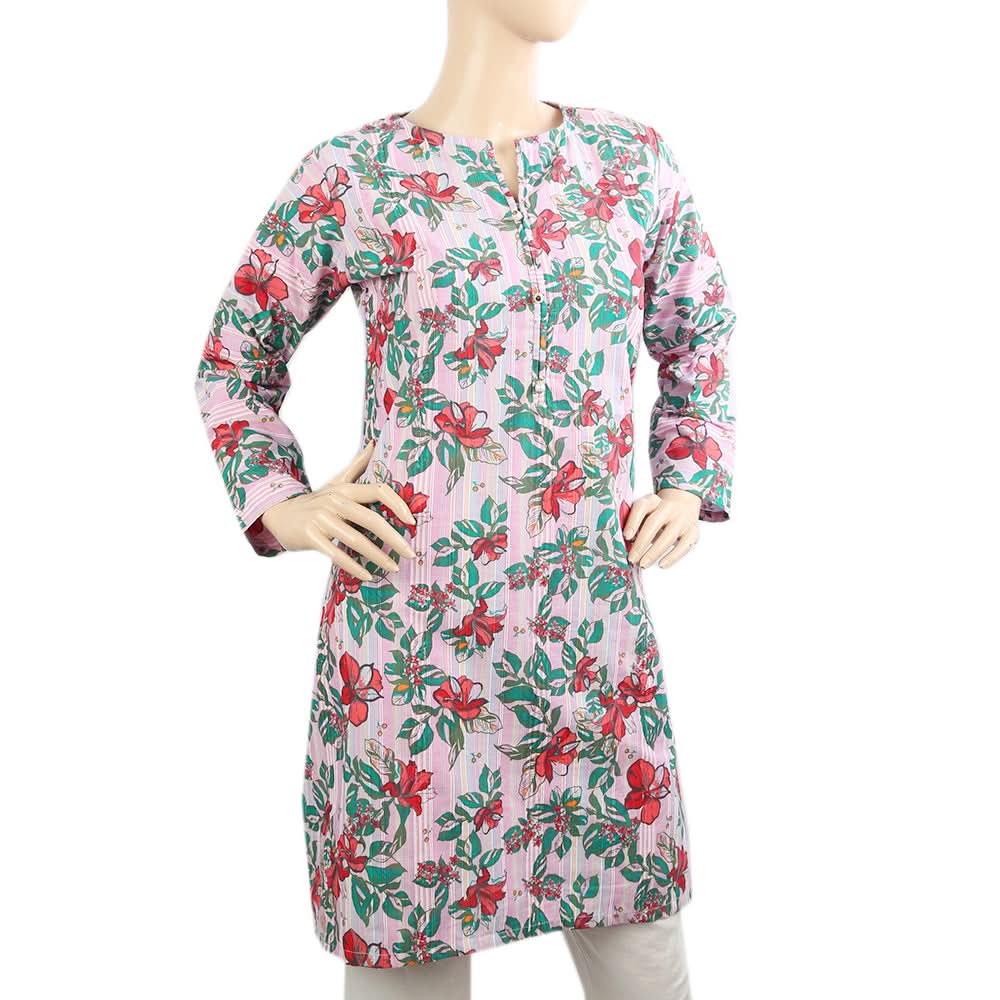 Women's Printed Kurti - Pink, Women Ready Kurtis, Chase Value, Chase Value