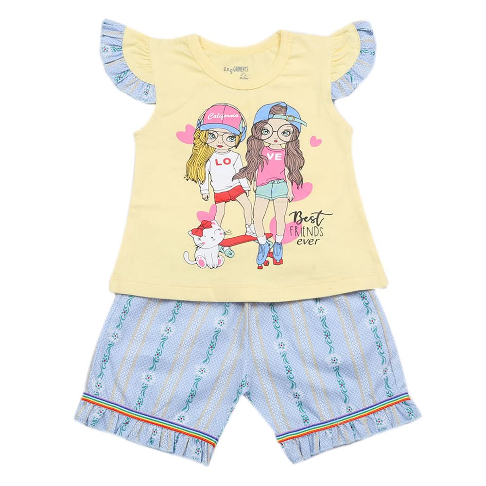 Newborns Girls Half Sleeves Suits - Yellow, Kids, New Born Girls Sets And Suits, Chase Value, Chase Value