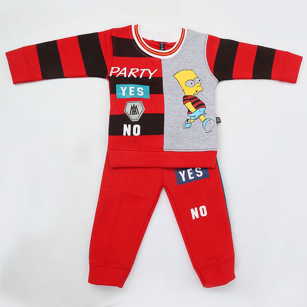 Boys Full Sleeves Fleece Suit 42716 - Red, Kids, Boys Sets And Suits, Chase Value, Chase Value