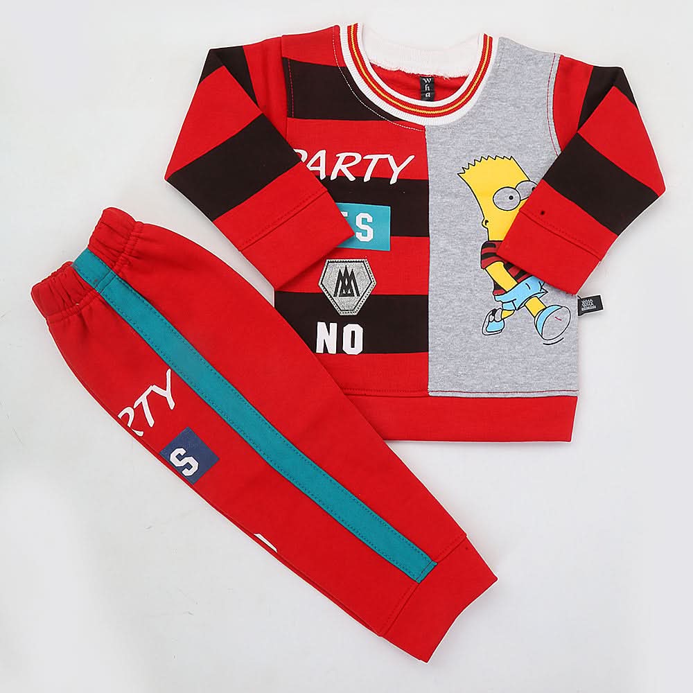 Boys Full Sleeves Fleece Suit 42716 - Red, Kids, Boys Sets And Suits, Chase Value, Chase Value