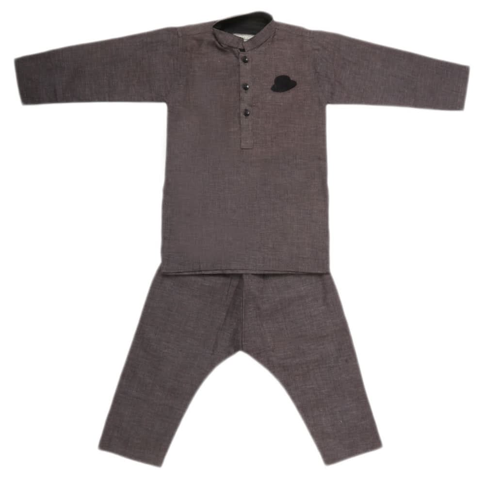 Boys Embroidered Kurta Pajama - Grey, Kids, Boys Shalwar Kameez, Chase Value, Chase Value