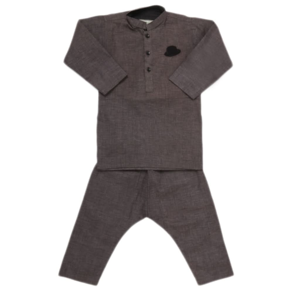 Boys Embroidered Kurta Pajama - Grey, Kids, Boys Shalwar Kameez, Chase Value, Chase Value