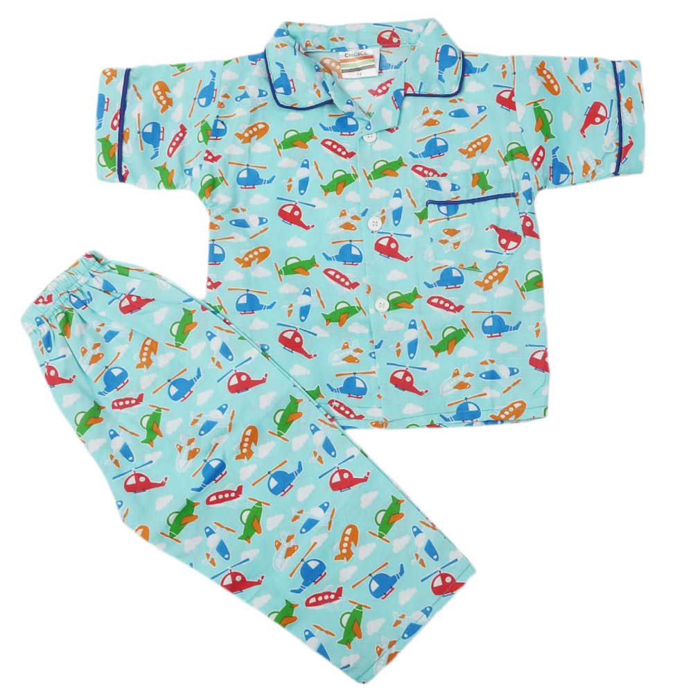 Boys Half Sleeves Sleeping Suit - Cyan, Kids, Boys Sets And Suits, Chase Value, Chase Value
