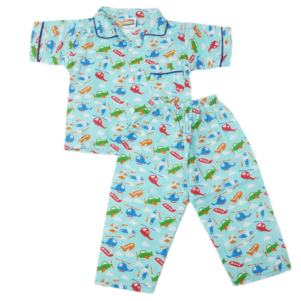 Boys Half Sleeves Sleeping Suit - Cyan, Kids, Boys Sets And Suits, Chase Value, Chase Value